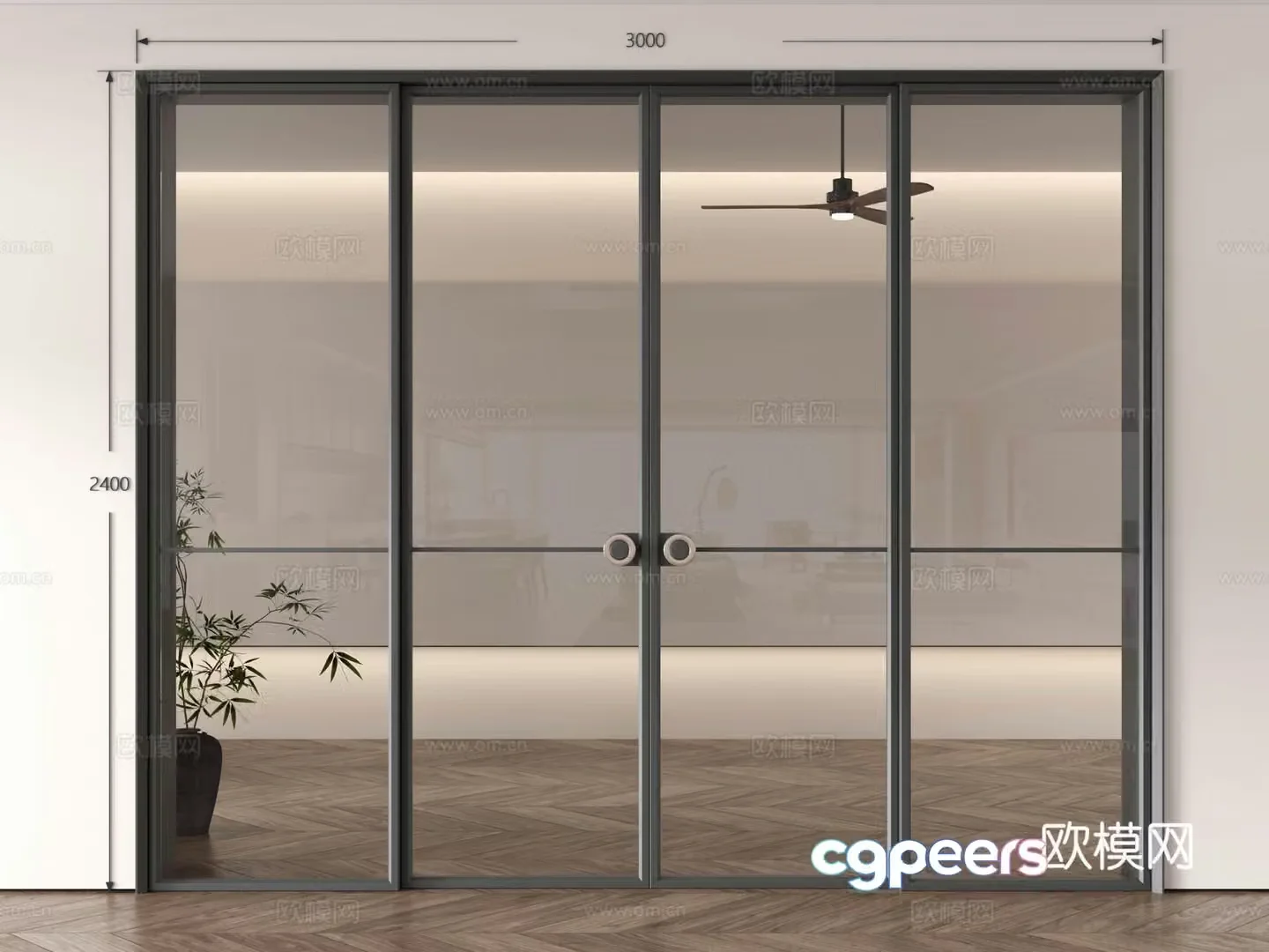 Middle-aged sliding doors glass doors sliding doors glass sliding doors kitchen sliding doors balcony sliding 3D model