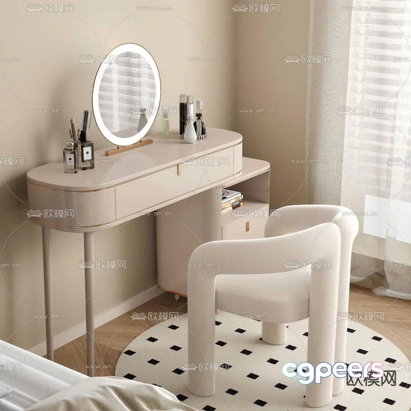 Cream style dresser 3d model