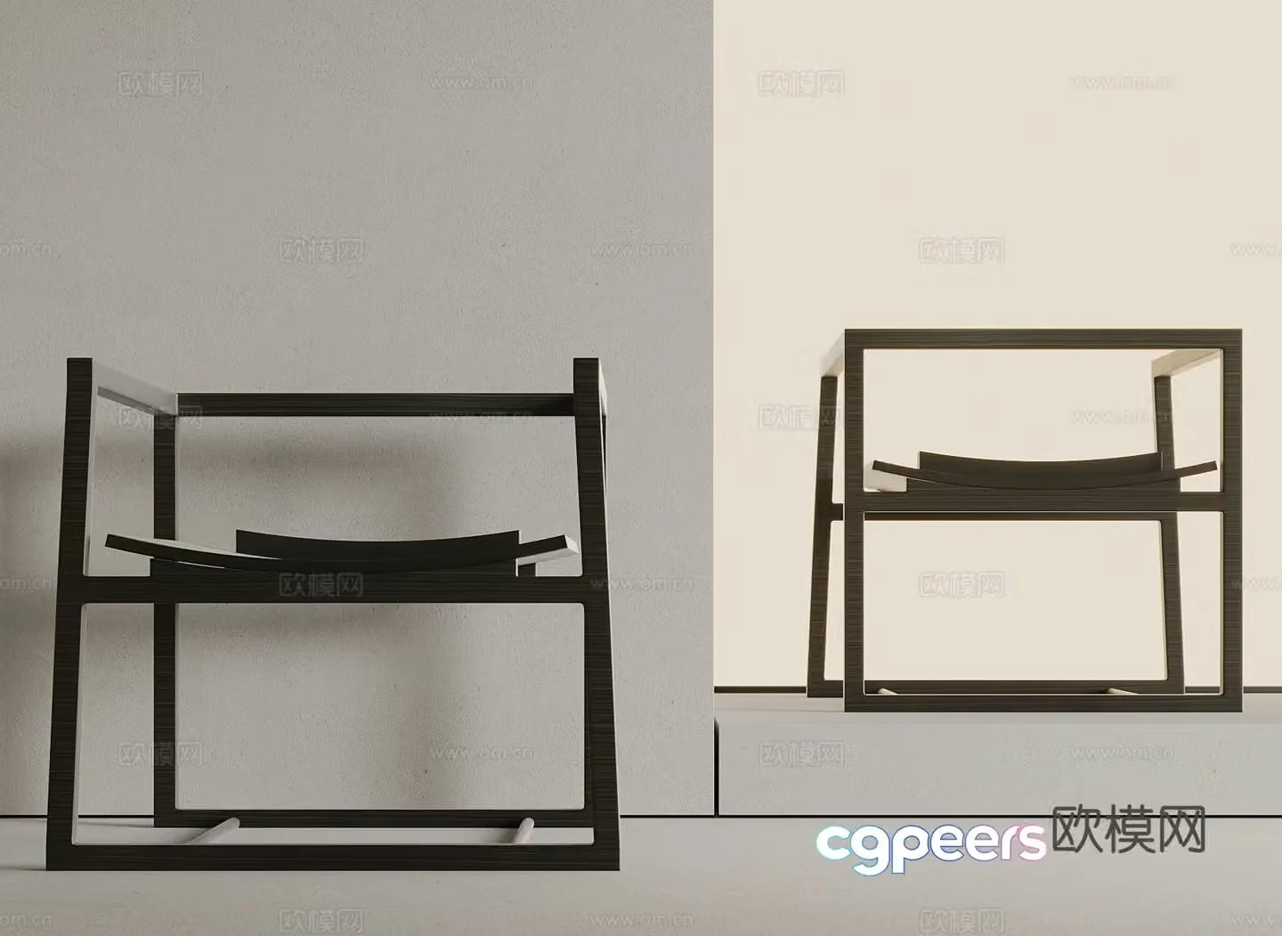 New Chinese dining table and chair with armrests 3D model