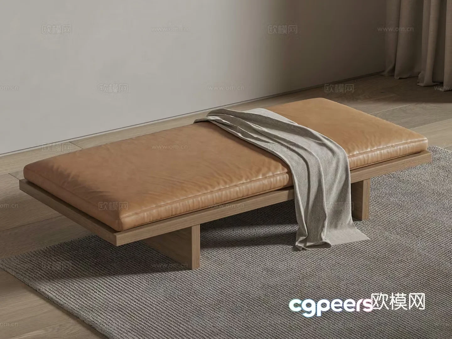 wabi-sabi bench bed end stool stool 3d model