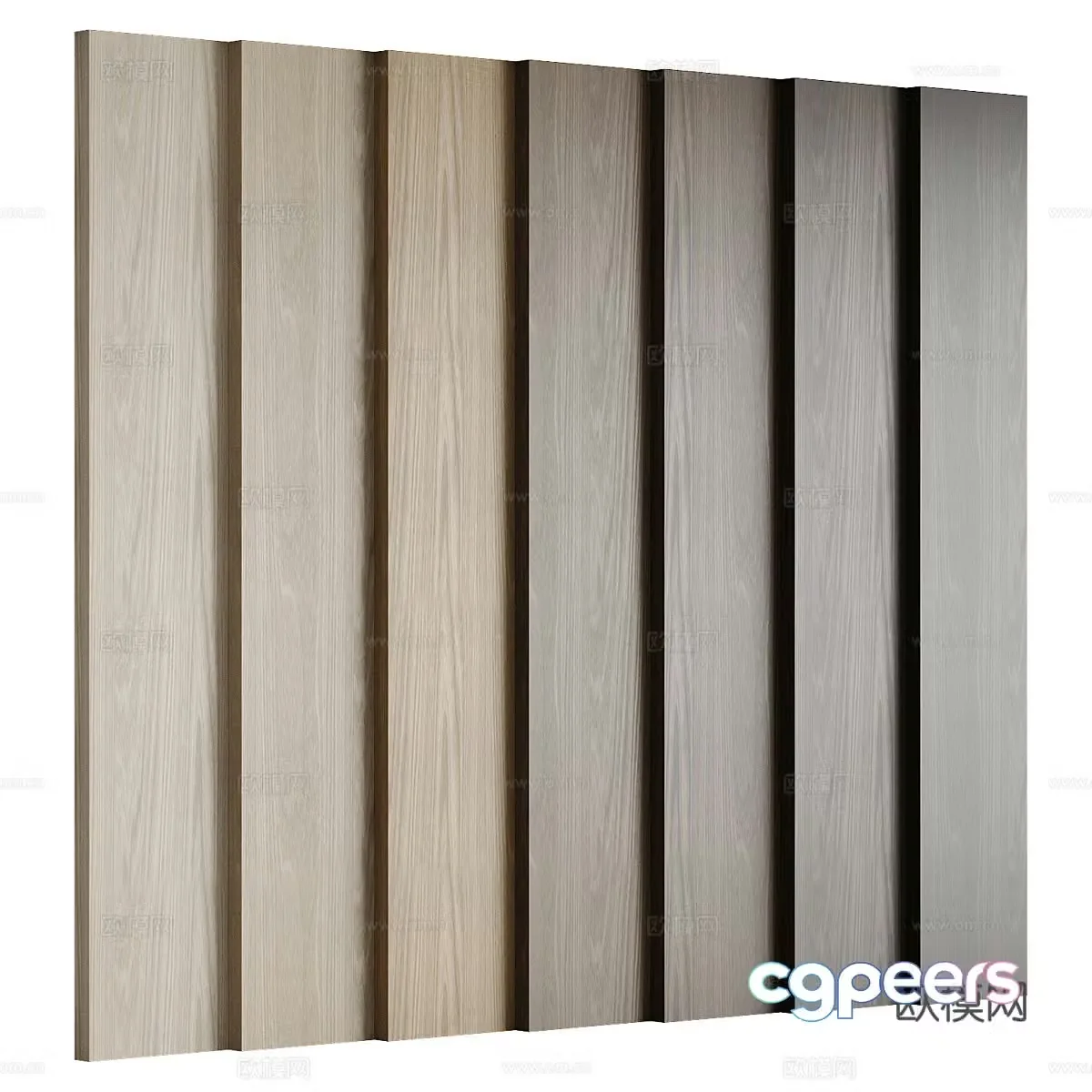 Modern wood veneer wall panel 3d model