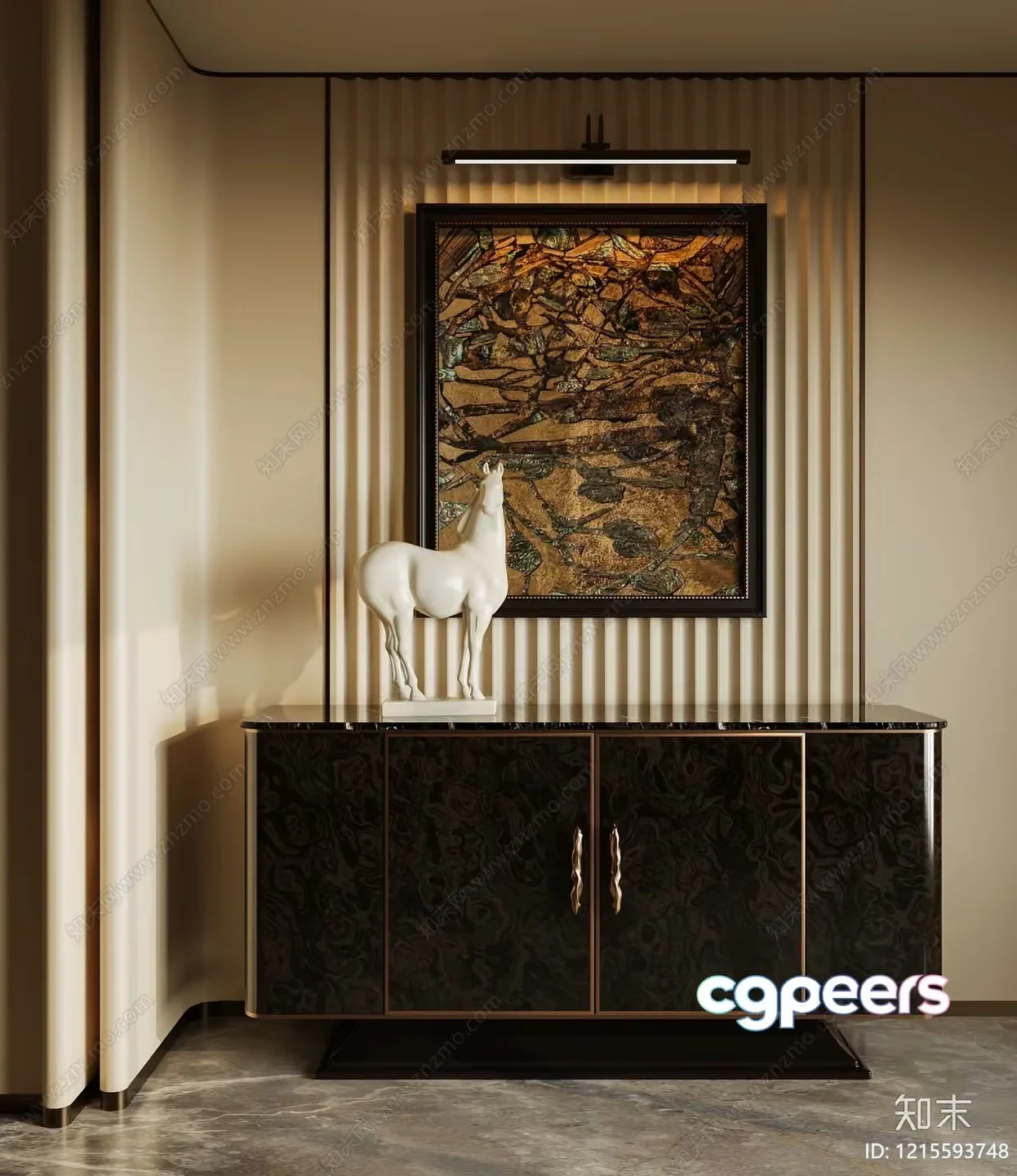 Modern Dark Wood Cabinet 3D Model – 17001 – VRAY Render