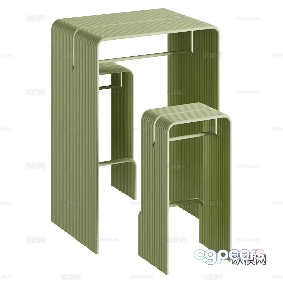 Modern Italian minimalist Tube casual table and chair 3D model