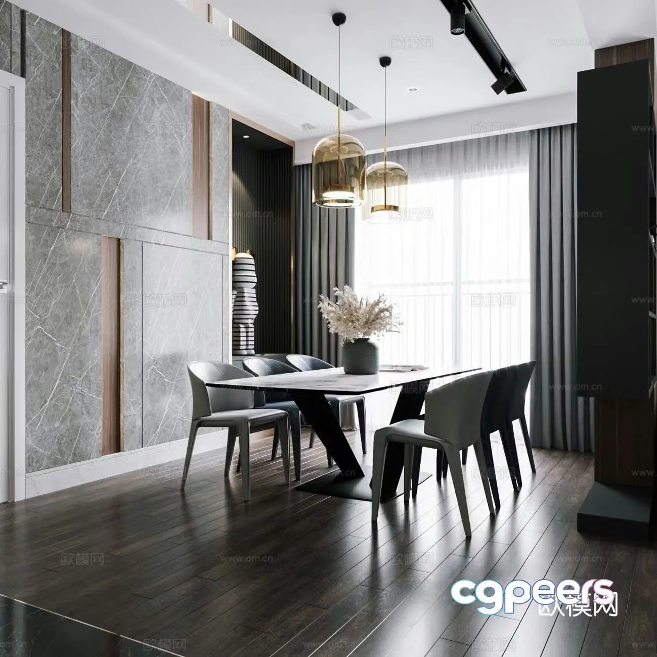 Premium gray restaurant 3d model