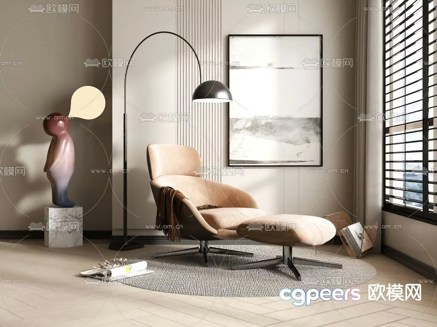 Modern sofa chair leisure chair 3d model