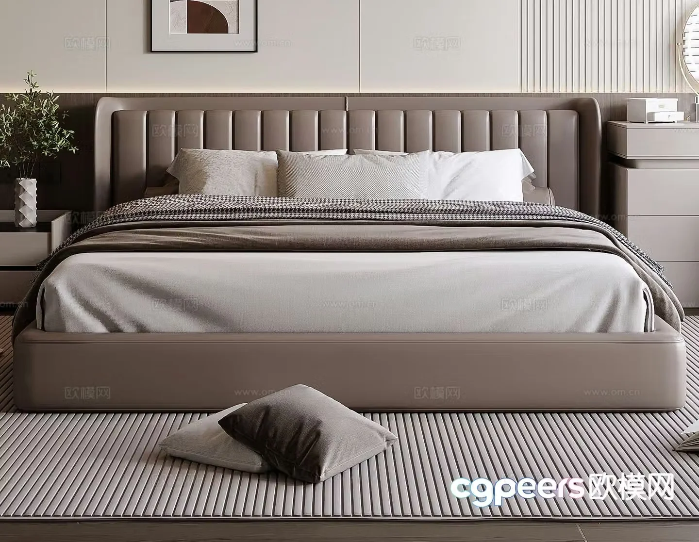 Italian double bed 3d model