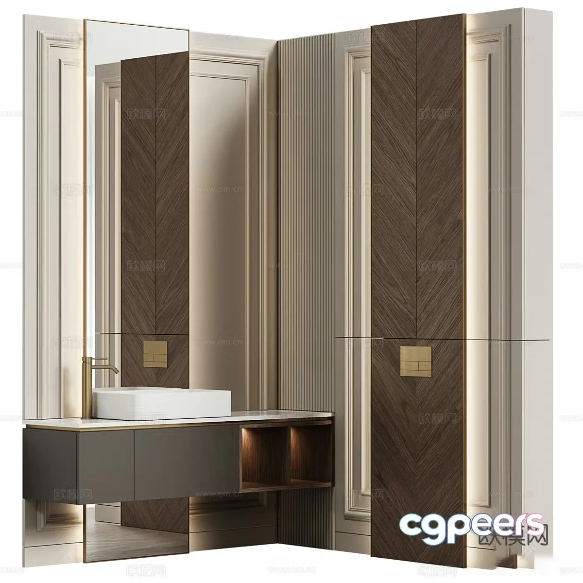 New Chinese style light luxury bathroom cabinet 3D model