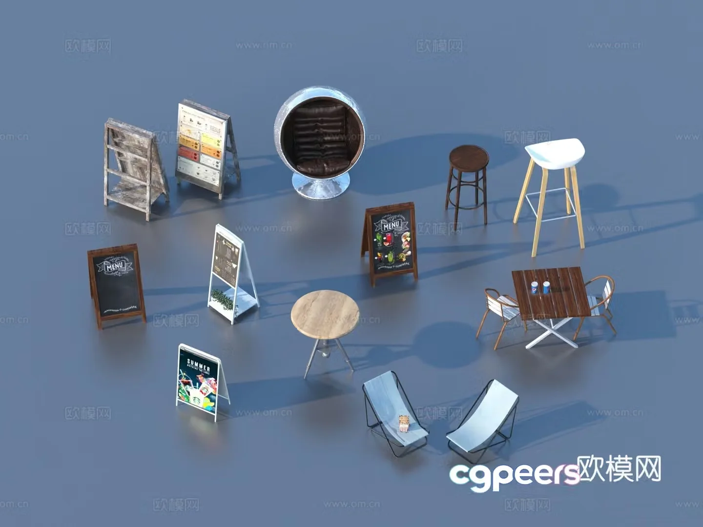 Billboard Outdoor Table and Chair Outdoor Leisure Table and Chair 3D Model