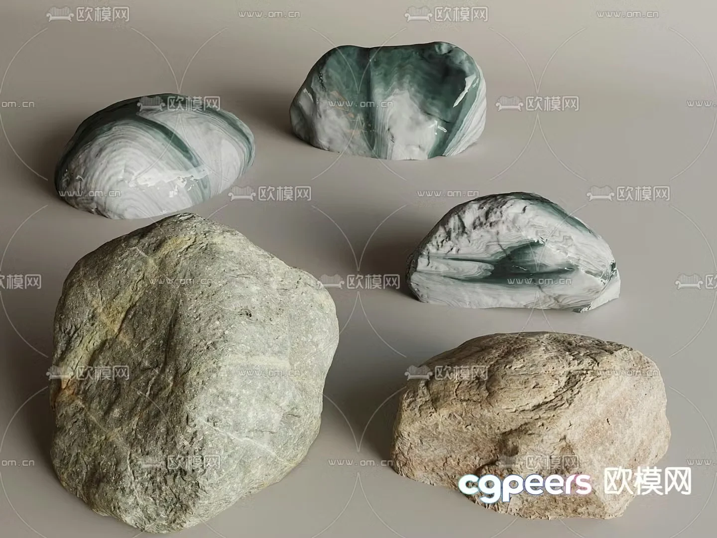 Courtyard landscape stones paving stones rocks 3D model