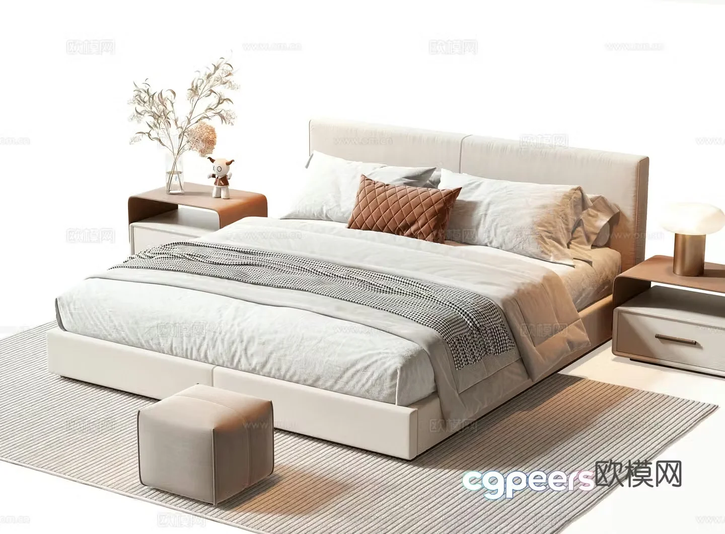 Modern double bed 3d model