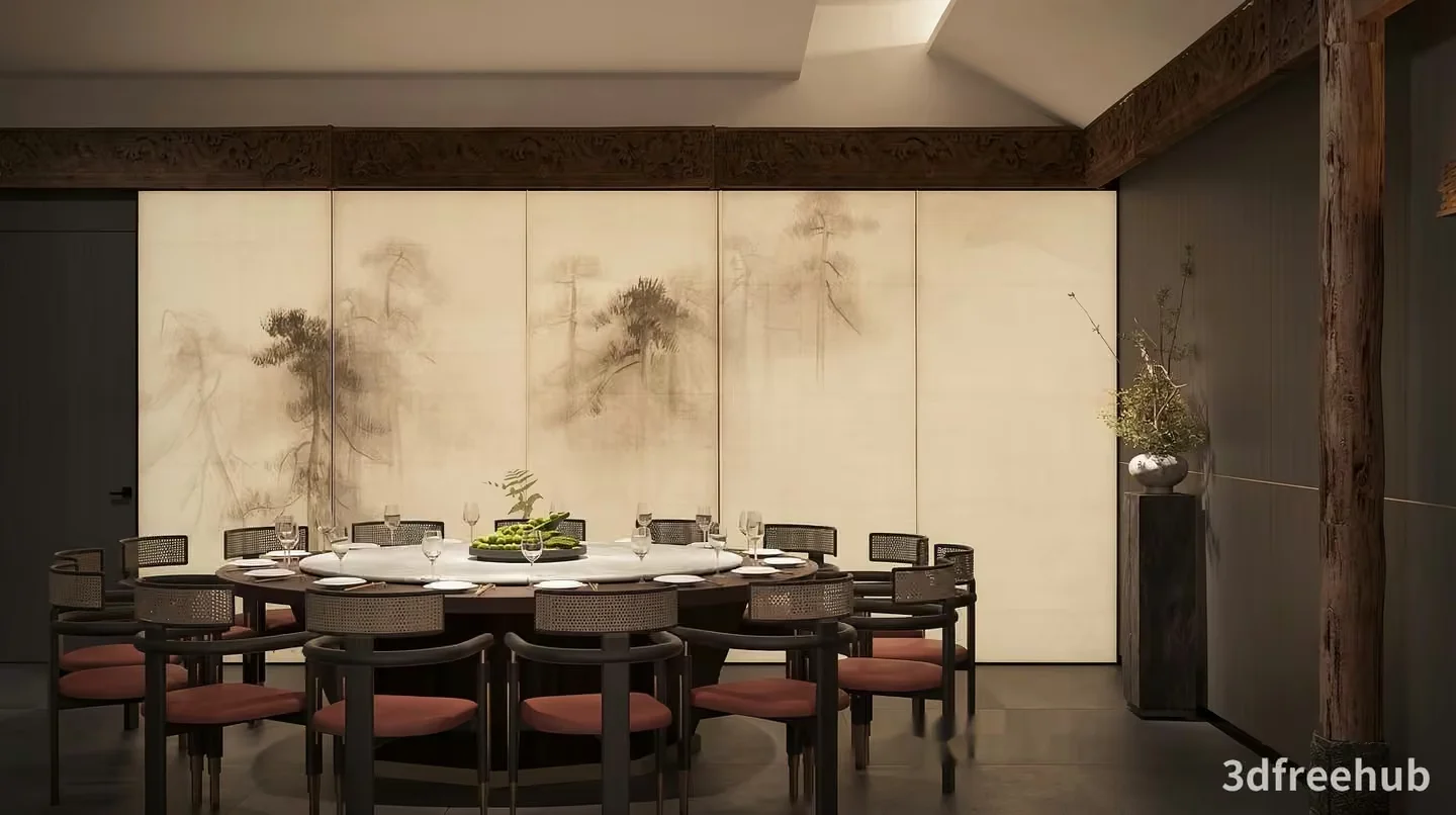Modern Dining Room 3D Model – 20930 – VRAY Render