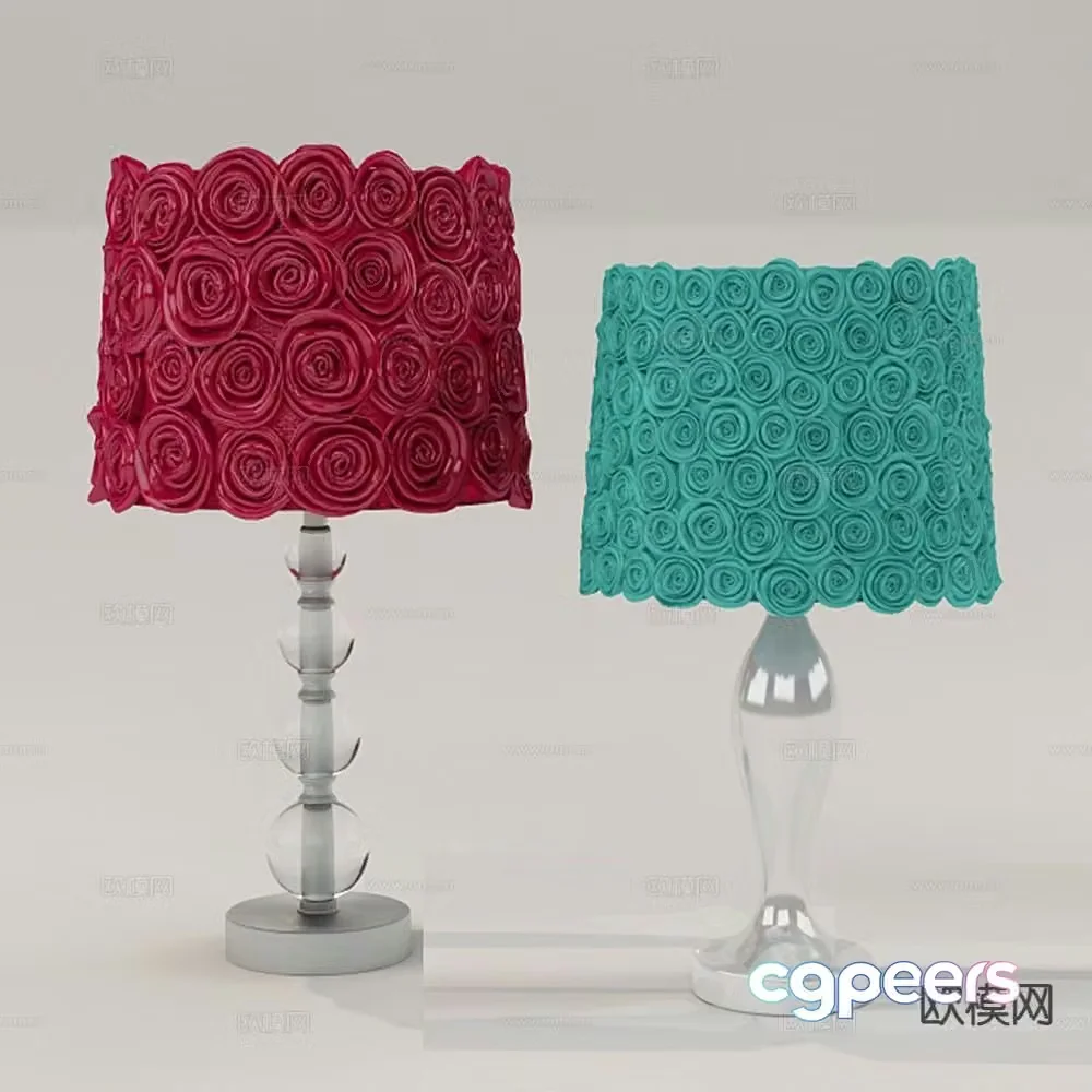 Simple European table lamp floral table lamp 3d model