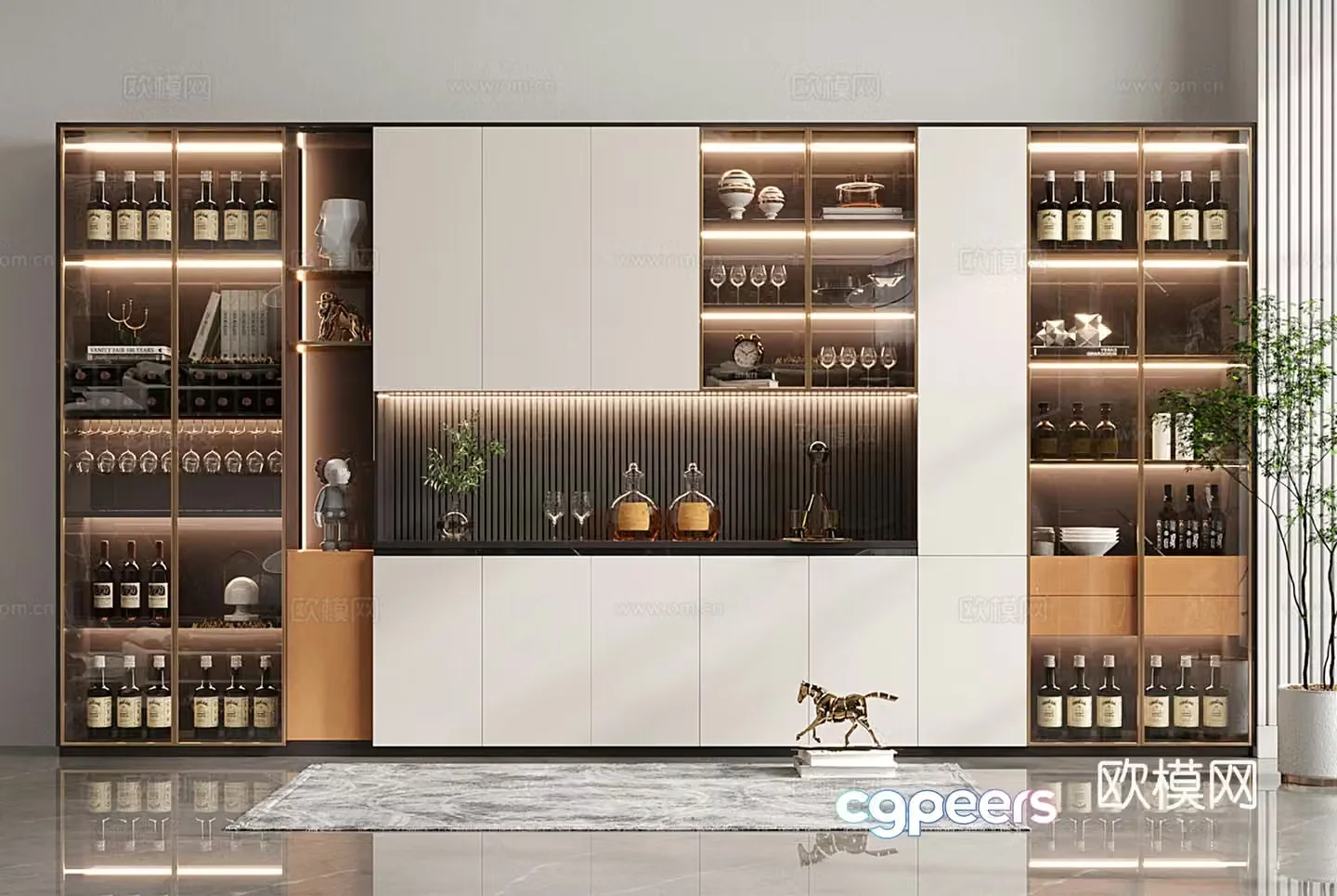 Modern light luxury wine cabinet 3D model
