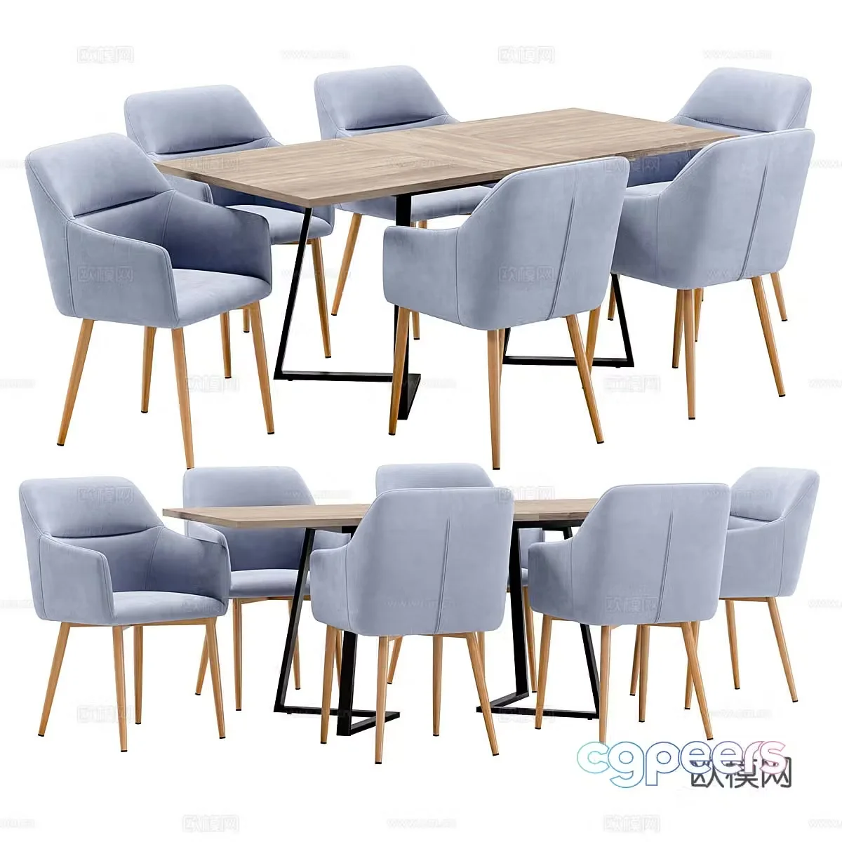 Dining table and dining chair combination 3D model