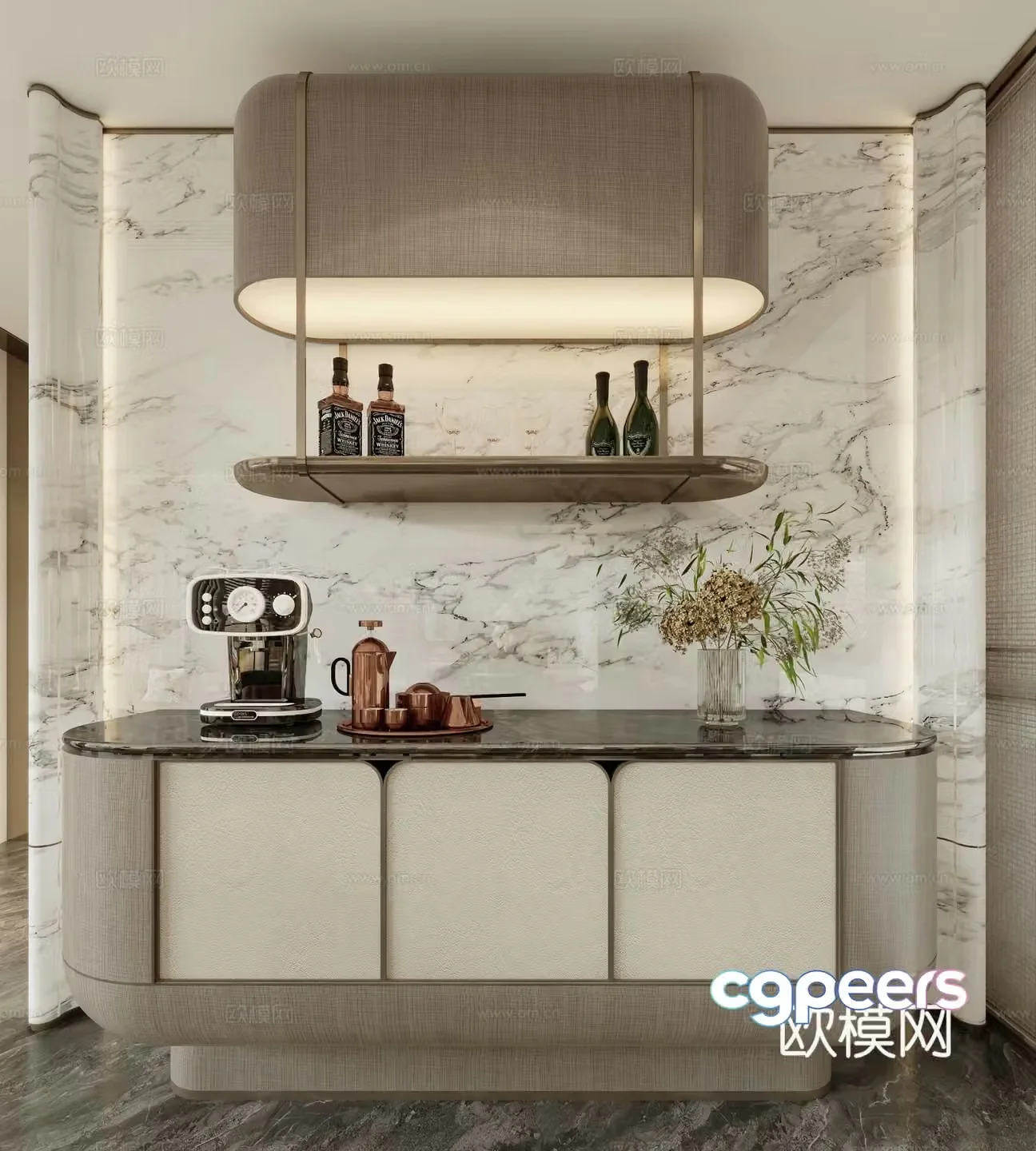 Modern wine cabinet sideboard 3D model