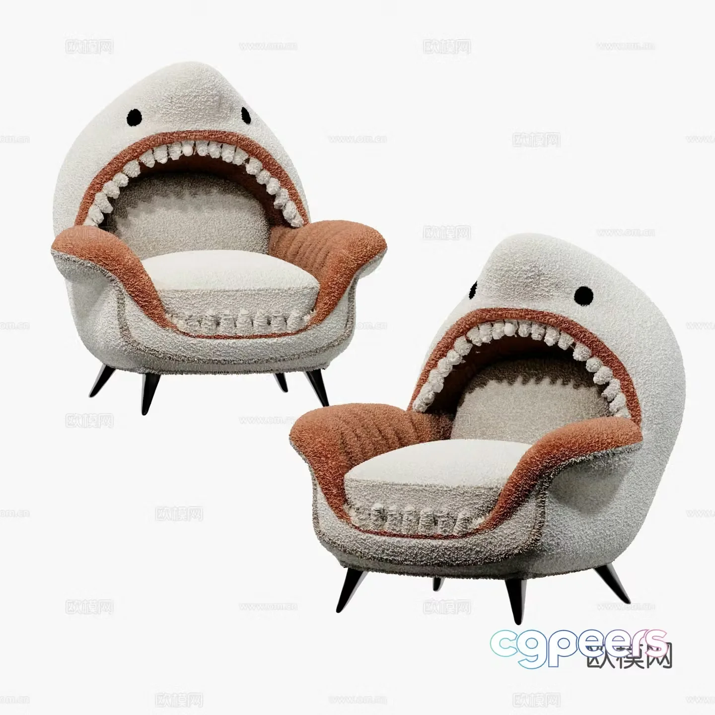 Modern cartoon shark children’s sofa casual chair 3d model