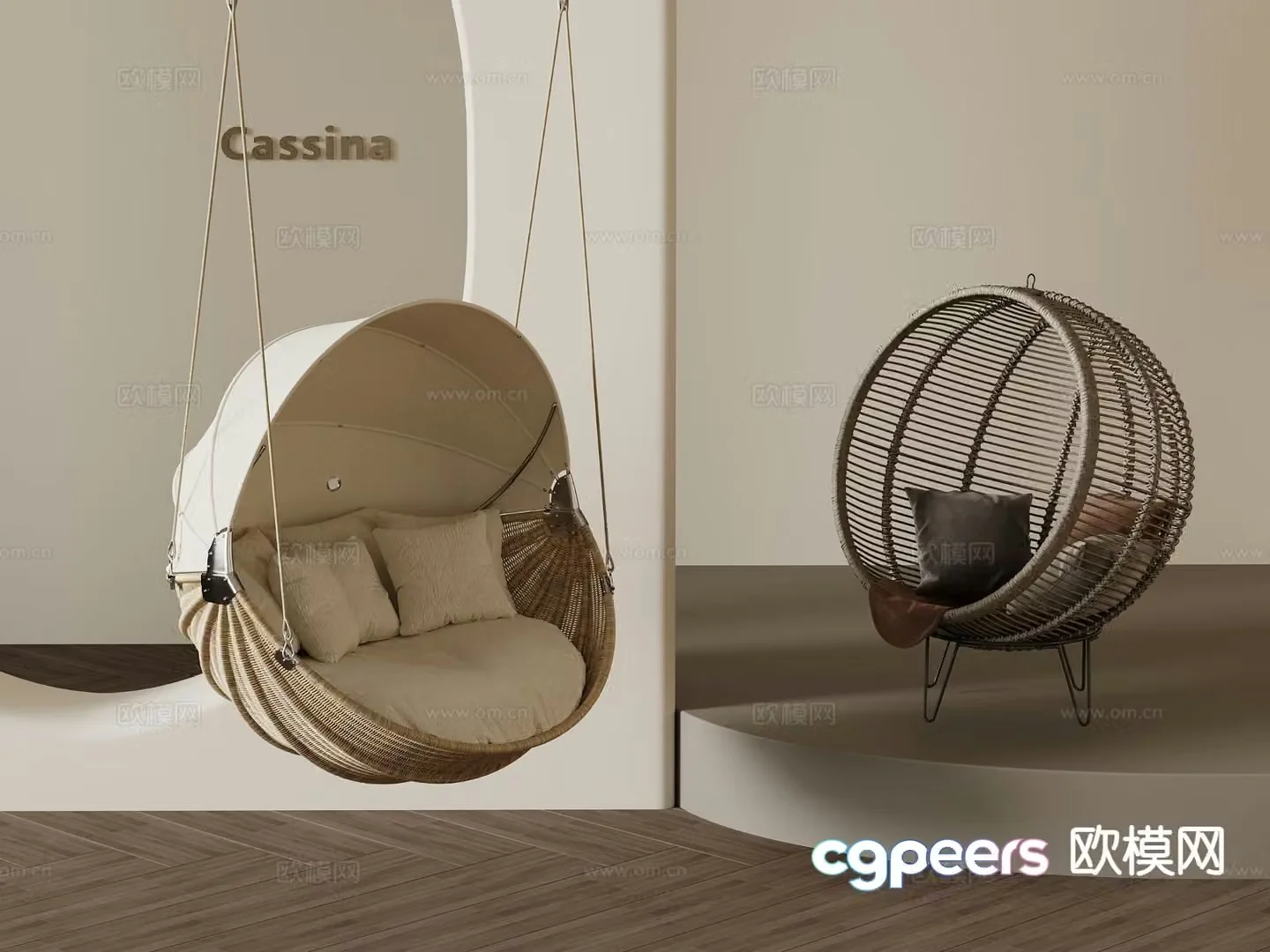 Modern swing chair hanging chair 3d model