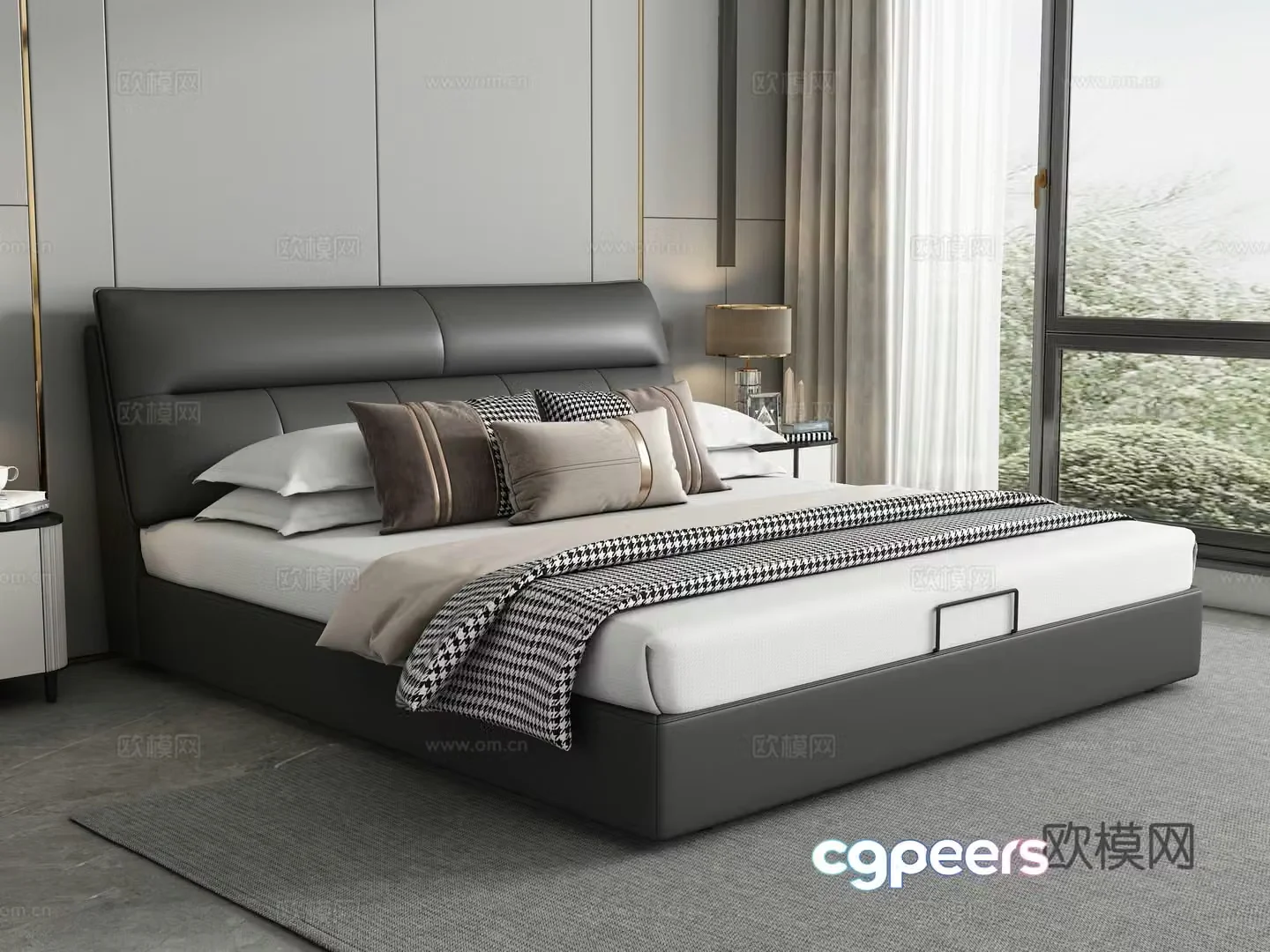 Modern double bed 3d model