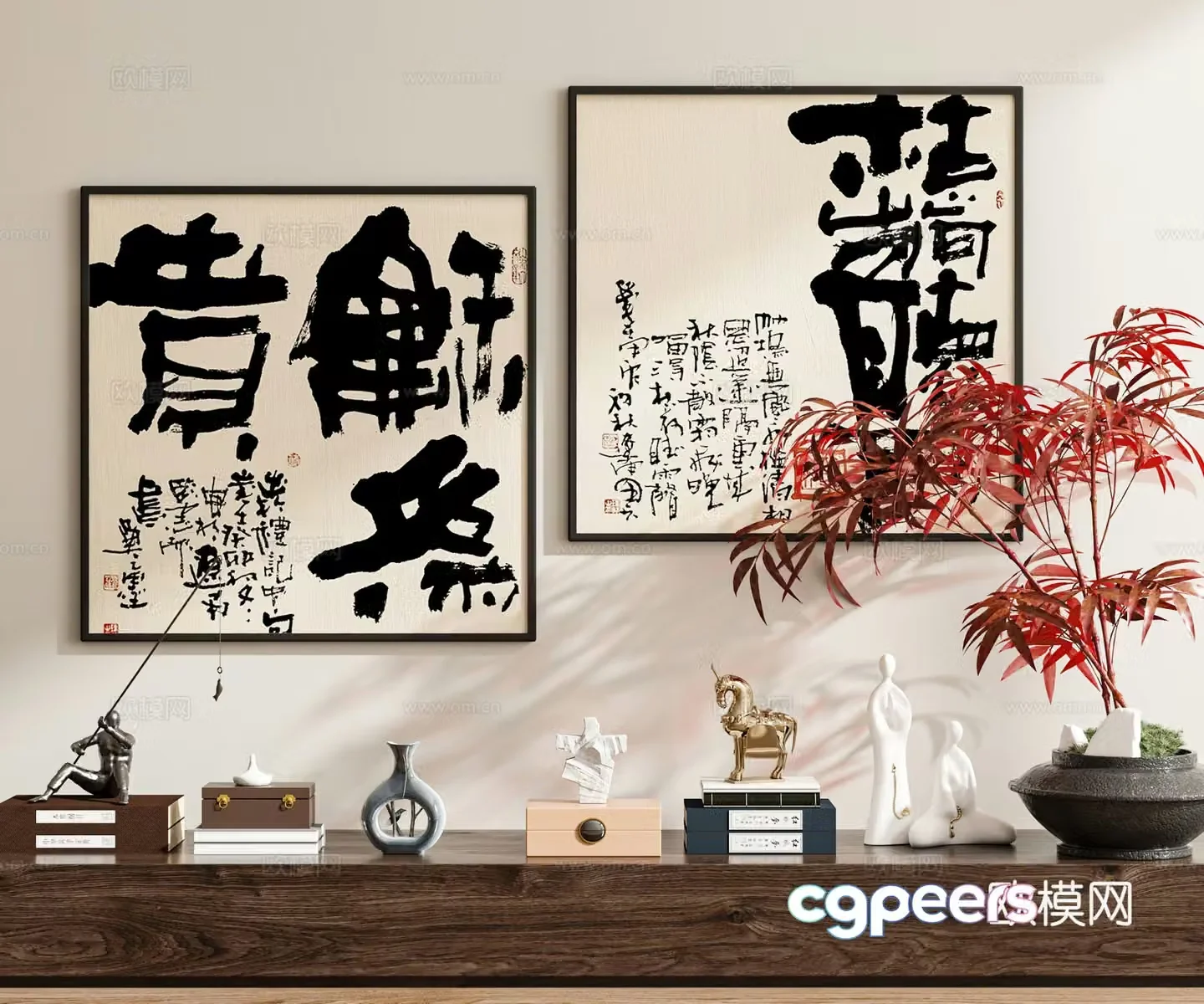 New Chinese calligraphy and painting calligraphy 3D model
