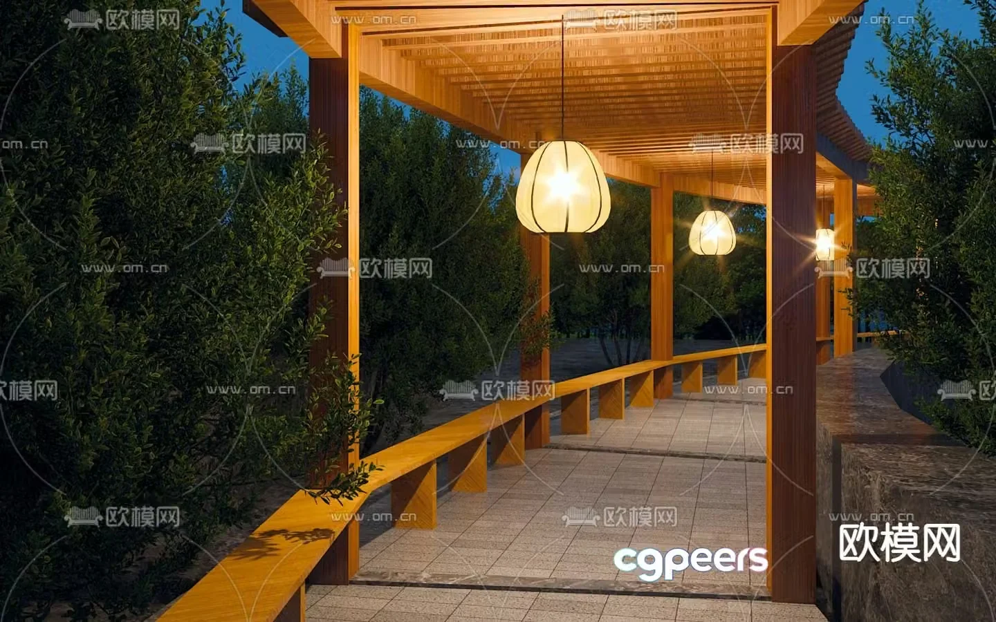 Chinese style corridor 3D model
