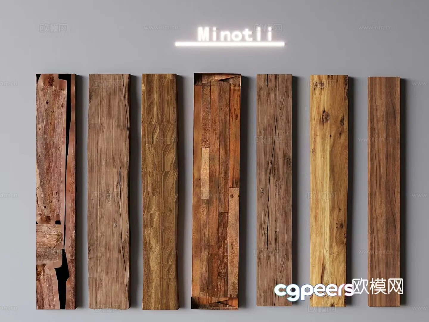 Chinese style wood board old wood wooden strips 3d model