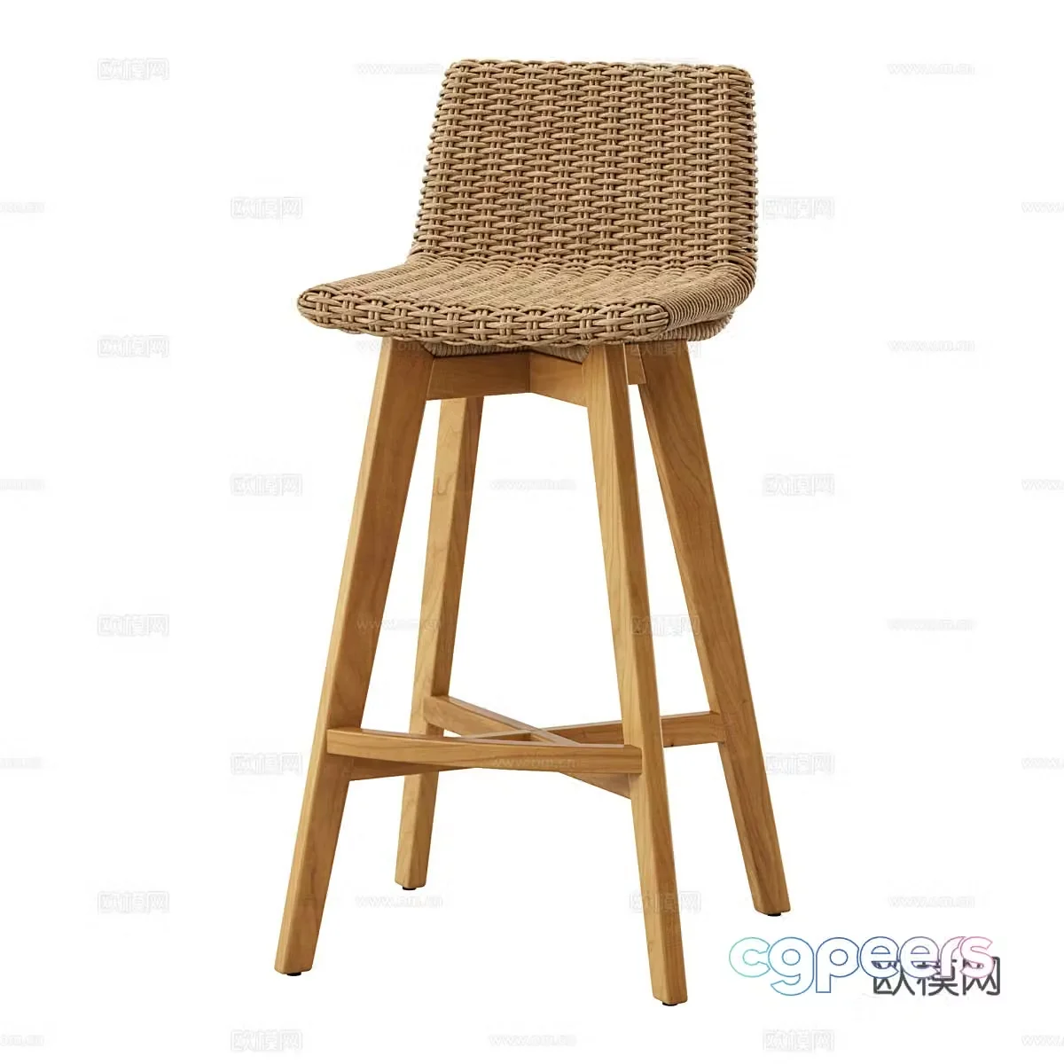 Nordic simple bar stool bar chair simple bar stool 3D model