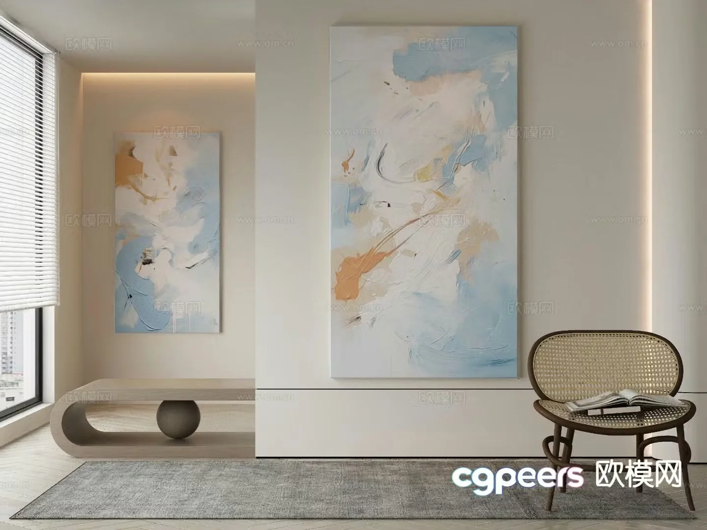 Wabi-sabi art painting texture painting decorative painting 3d model