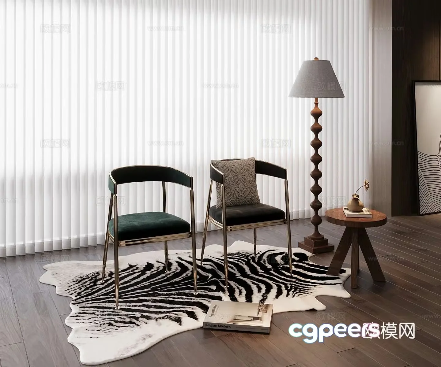Light luxury single chair 3D model