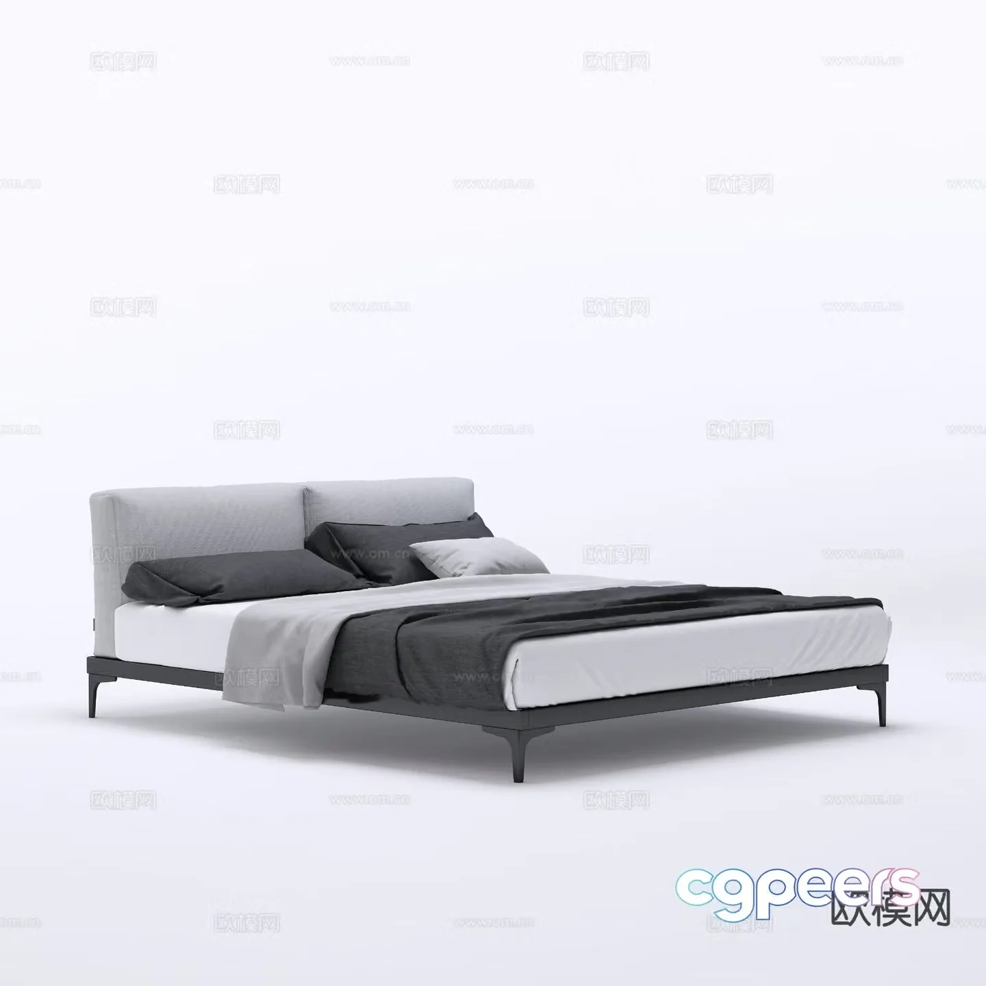 Modern double bed 3d model