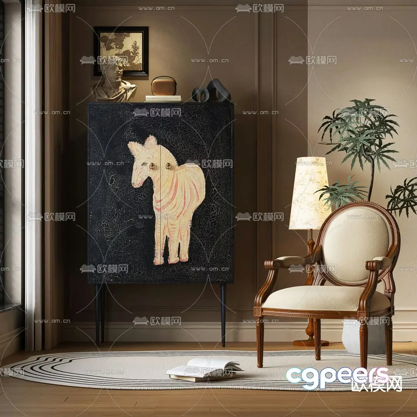 French entryway cabinet 3d model