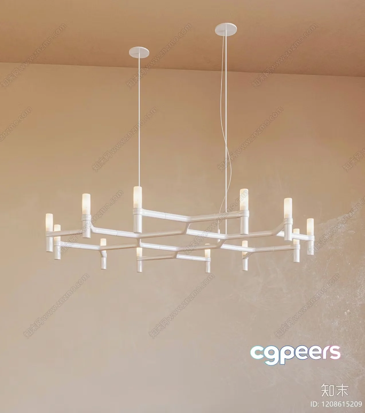 A White Chandelier 3D Model – 6164 – VRAY Render