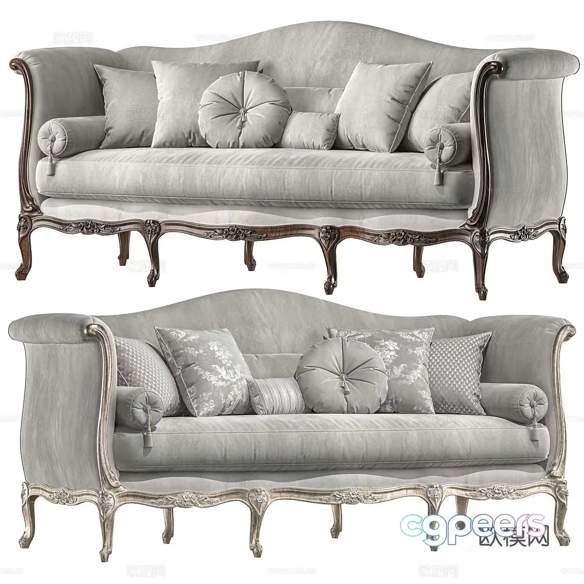 French Christie Serpertine Fabric Sofa 3D Model