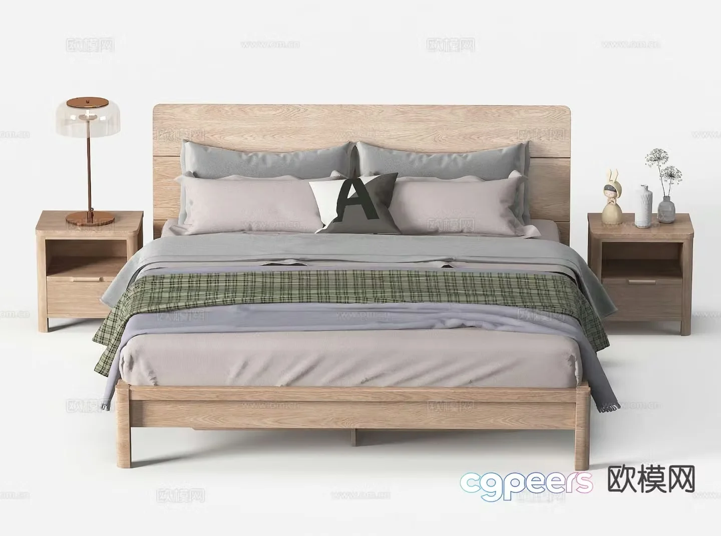 Nordic double bed 3d model