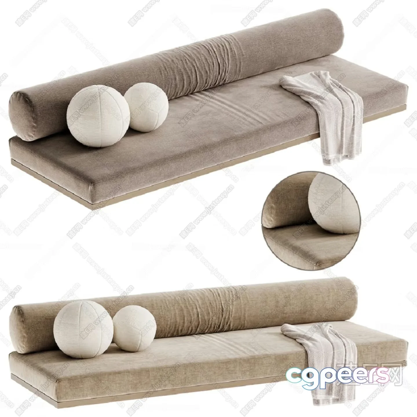 Cozy Futon Sofa 3D Model – 11666 – CORONA Render