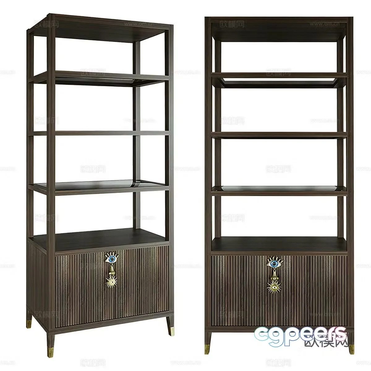 Solid wood cabinet rack 3D model