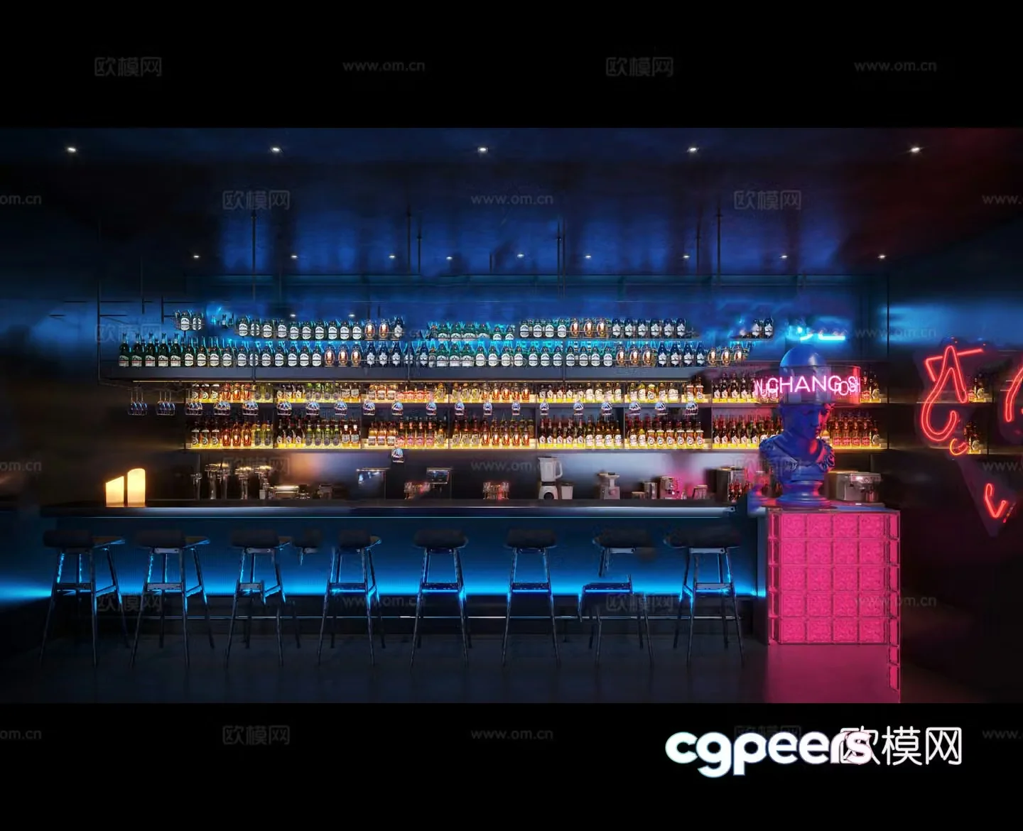 Modern bar front desk bar 3d model