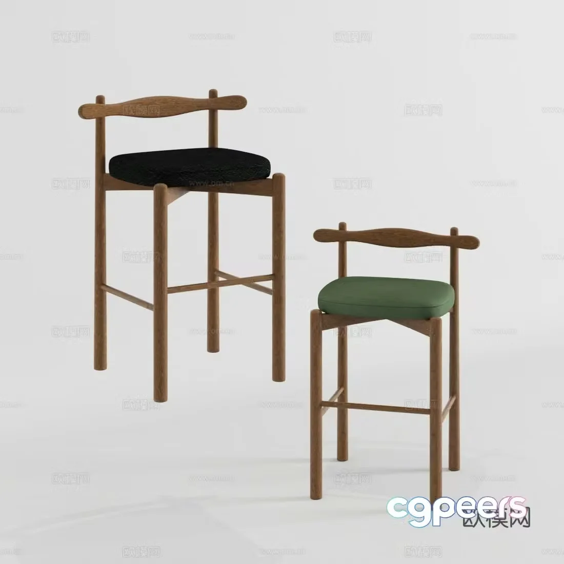 New Chinese style bar chair bar stool bar stool 3D model