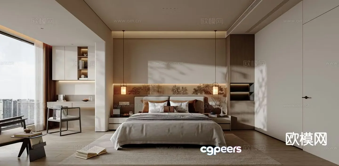 New Chinese style bedroom master bedroom 3d model
