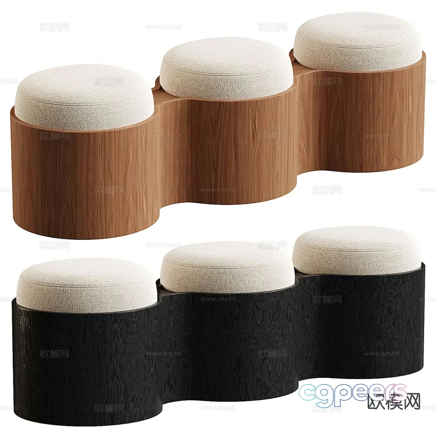 Medieval style sofa stool low stool row stool 3D model