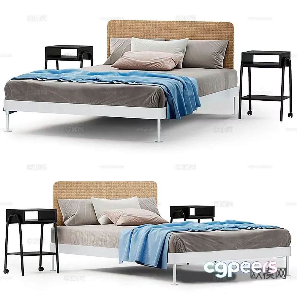 Modern double bed 3d model