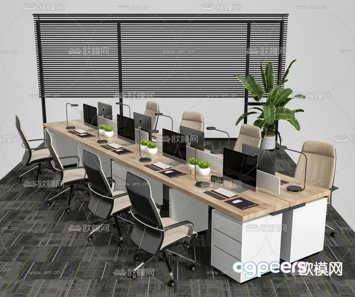 Card space desk staff table 3d model