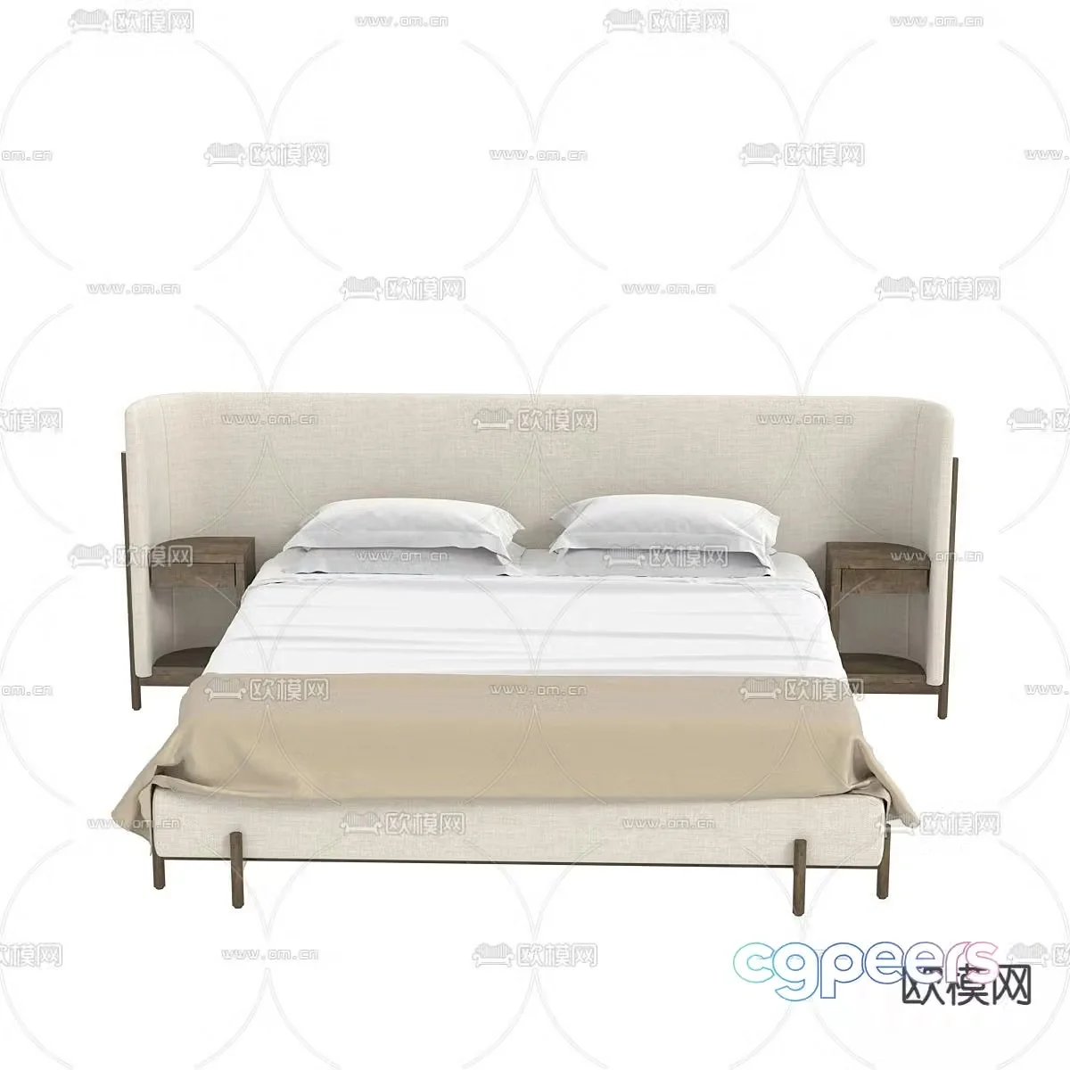 Modern double bed 3d model