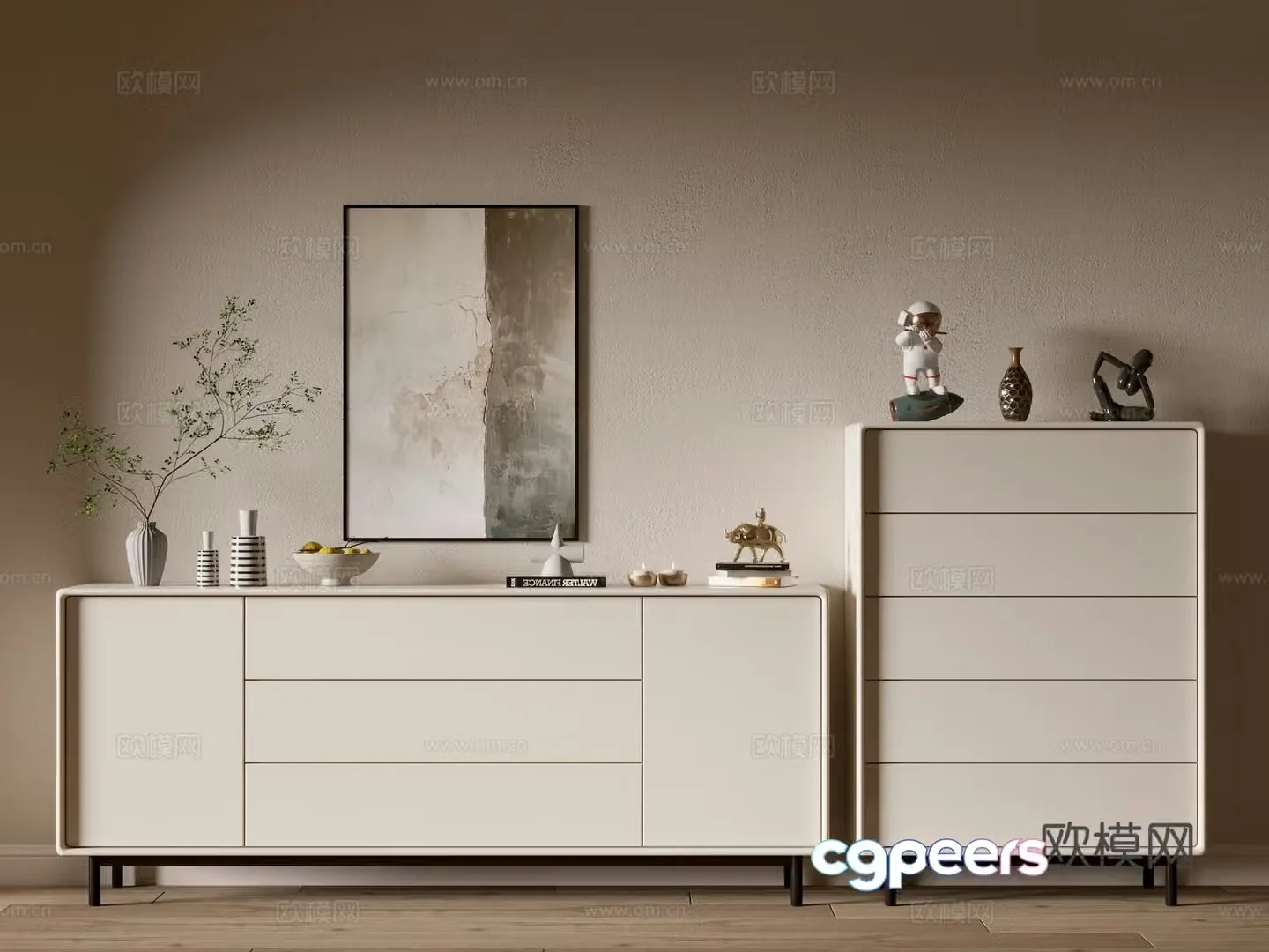 Modern cream style bookcase whole cabinet sideboard balcony cabinet storage cabinet entrance entrance entrance cabinet 3D model