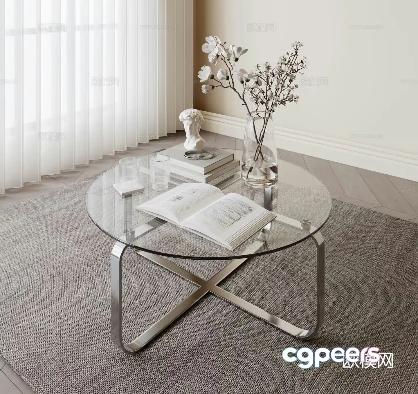 Round coffee table glass coffee table 3d model