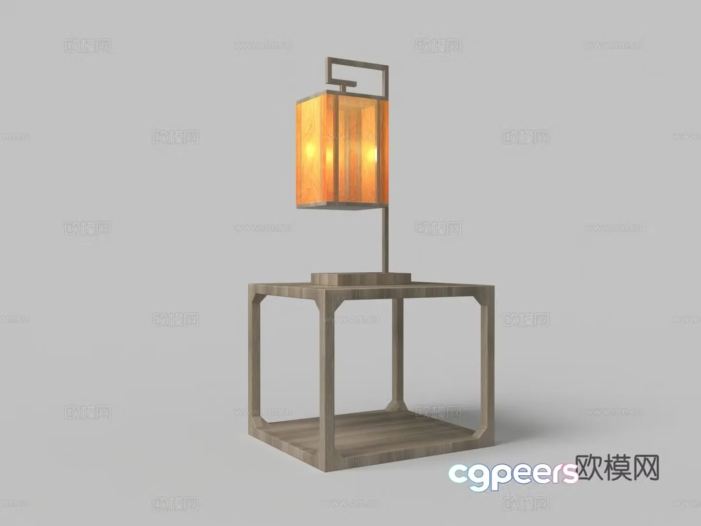 Chinese square side lamp combination 3D model