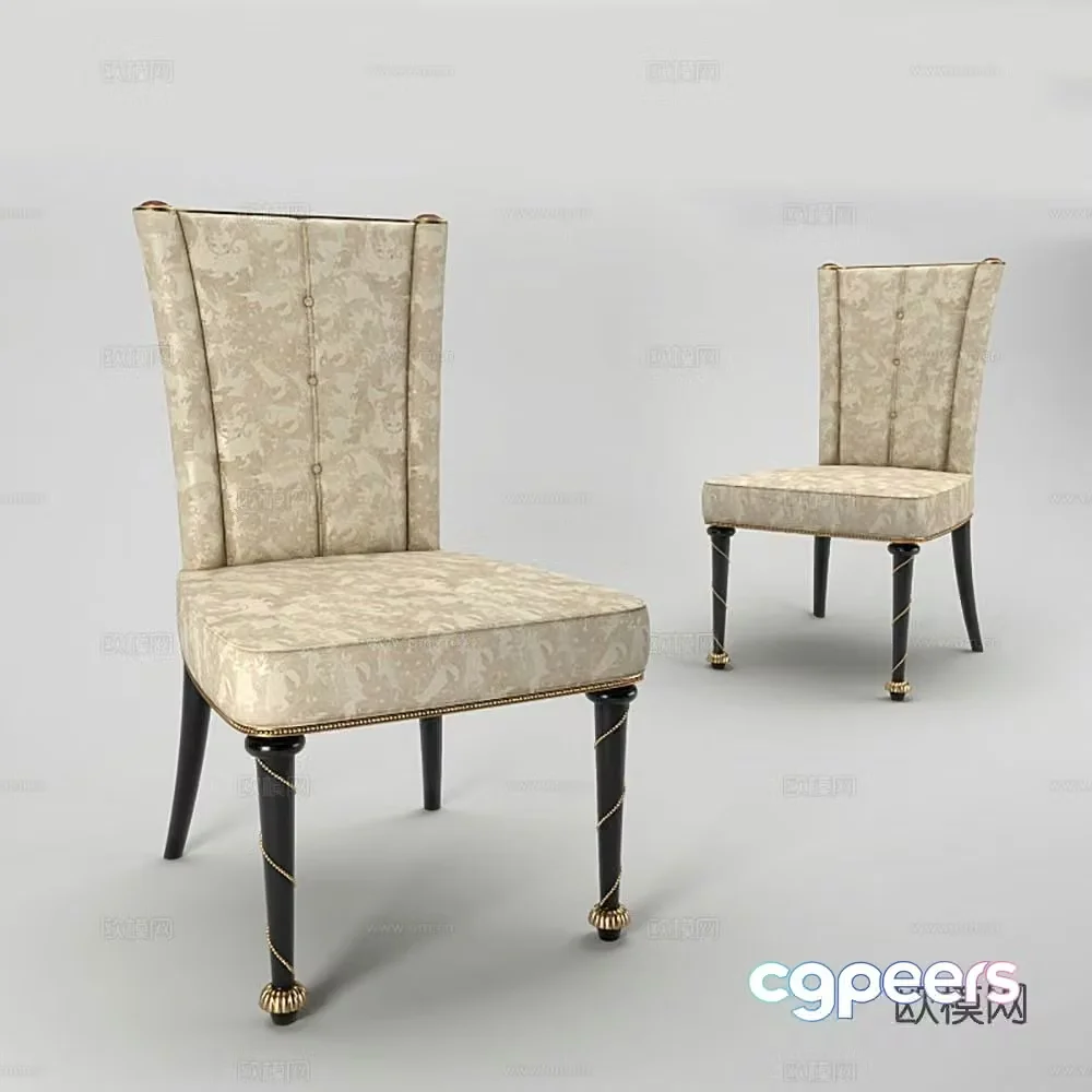 Simple European chair dining chair 3d model