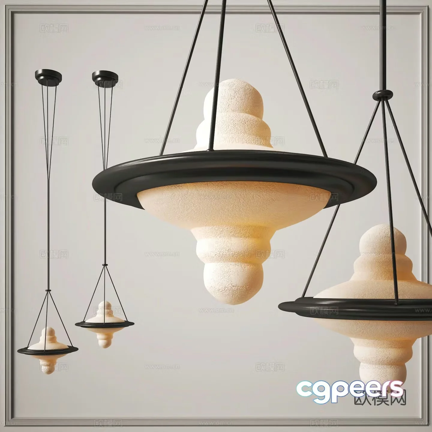 Wabi Sabi small chandelier bedside small chandelier 3d model