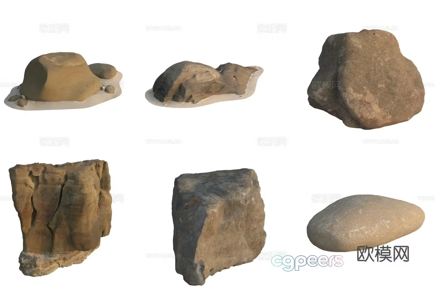 Beach beach stone rock 3d model