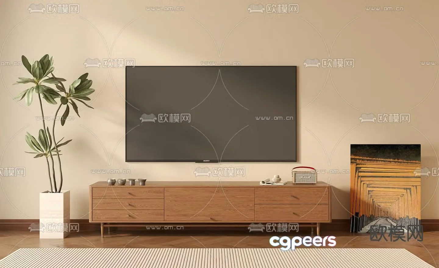 Wabi-sabi TV cabinet 3d model