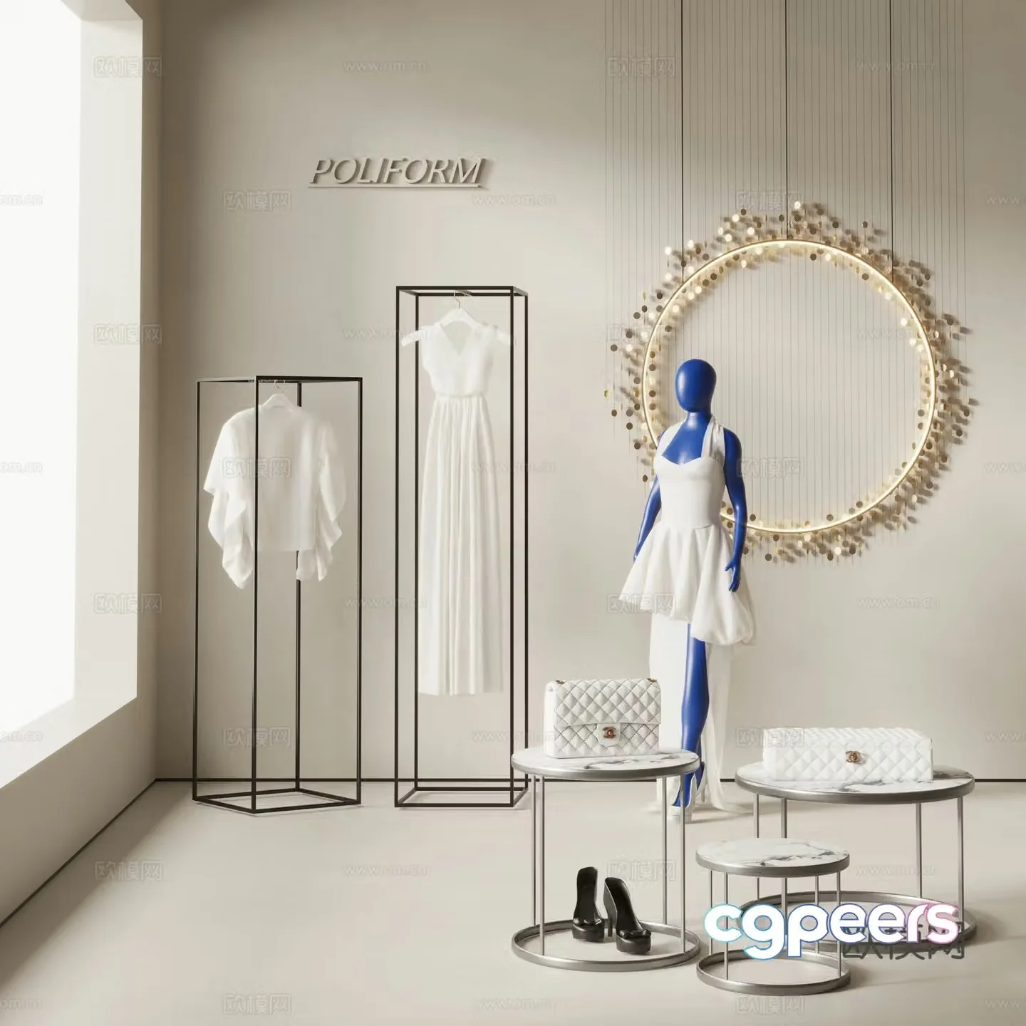 Poliform modern clothes model coffee table wall decoration clothes hanger shoes 3d model